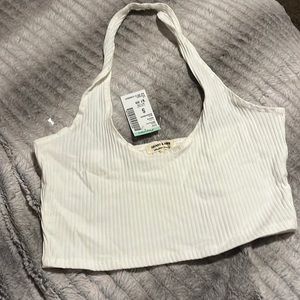 White cropped halter top